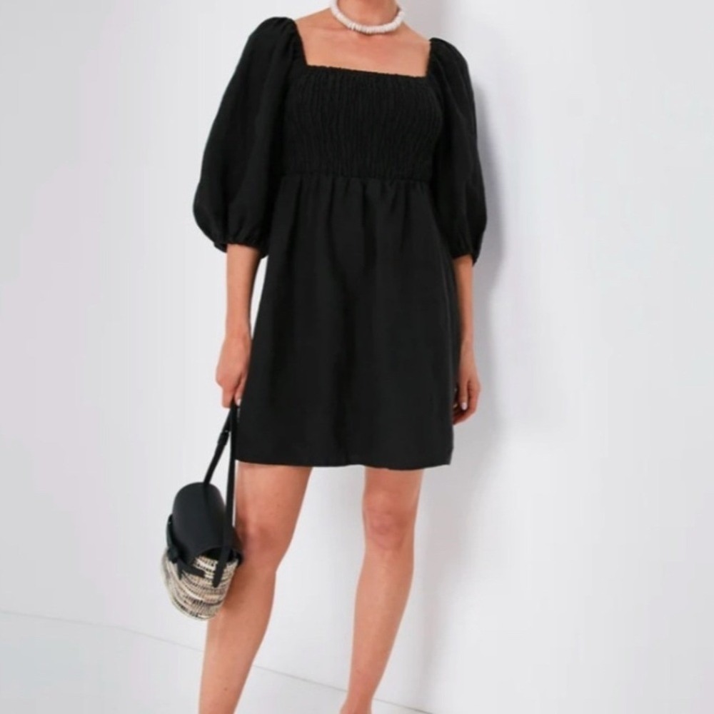 Tuckernuck Annie Smocked Balloon Sleeve Dress Black Size XS